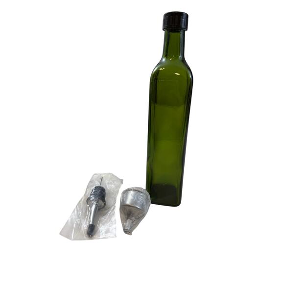 Kitchen Green Glass Cruet Oil or Vinegar Bottle 16 oz - Picture 12 of 16